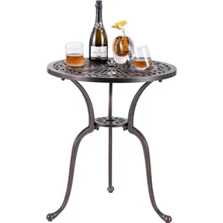 Costway Bistrotisch Gartentisch Ø 61 x 71 cm Bronze