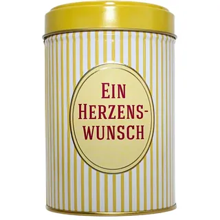 Dekohelden24 Metall-Spardose - Blechdosen-Design - Motiv: EIN Herzenswunsch, Grün-Weiß gestreift, Größe H/Ø ac. 14 x 9 cm