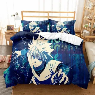 3tlg. Anime Hunter x Hunter 3D Druck Bettbezug Set Kinder Bettwäsche Kissenbezug - Killua Zoldyck T02 - 135 x 200cm