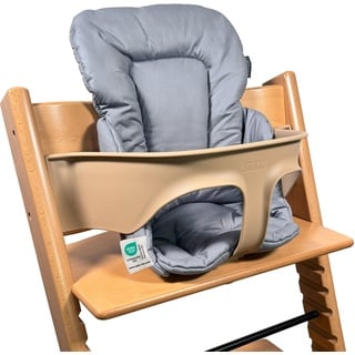 LaLoona Sitzverkleinerer für Hochstuhl Stokke Tripp Trapp - Baby Sitzpolster beschichtet & abwaschbar, OEKO-TEX Standard 100 geprüft und maschinenwaschbar - Grau