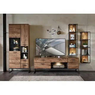 Wohn-Concept Manhattan TV-/Wohnwand Holzwerkstoff/Metall Haveleiche Cognac/Graphit
