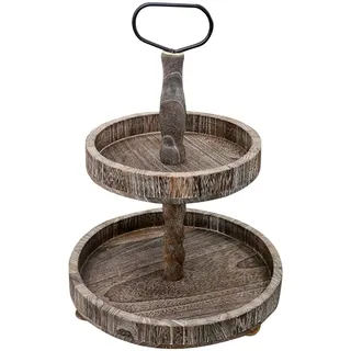 Obst Etagere 2 Etagen, Vintage Deko Tablett Holztablett Etagere, Landhausstil Deko tortenplatte Servierständer Servieretagere für Home Kaffeeecke Duschraum
