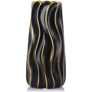 9,5" Schwarzer Keramikvase - Minimalistische Schwarz und Gold Blumen Vase, Große Pampasgras Vases, Boho Dekorativer Mittelpunkt Vase für Heimdekoration, Hochzeit, Einweihung, Tisch, Regal
