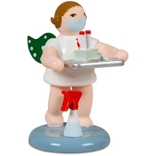 Holzfigur Engel mit Testset und Krone bunt ohne Krone Höhe 6cm NEU Holzengel