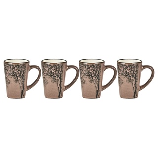 Villa Collection Hela Espressotassen Set 4 Stück, Kleine Tassen/Kaffeebecher für Espresso, mit Henkel, aus Steingut/Keramik, Durchm. 5,5 cm, Höhe 8 cm, 10 cl, Rosa/Hellrot