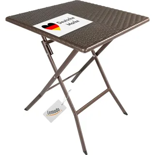Lemodo Klapptisch in Rattan-Optik, Balkontisch mit Tischplatte 62 x 62 cm (L x B) - Braun