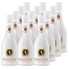 Fürst von Metternich Chardonnay Sekt Trocken Piccolo (12 x 0,2 l) Edler Premiumsekt aus deutschen Weinbaugebieten, in hochwertiger, weißer Kleinflasche, ideal für unterwegs oder zur Hochzeit