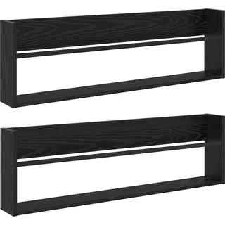 vidaXL Magazinregal 2 pcs Schwarz Eichen-Optik 100 x 12 x 30 cm - Schwarz