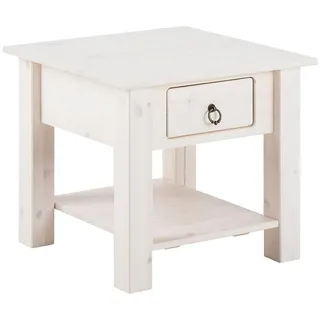 Mid.you Couchtisch , Weiß , Metall , Kiefer , massiv , 2 Schubladen , rechteckig , eckig , 45x50x50 cm , Stauraum , Holzmöbel, Holztische, Wohnzimmertische Holz, Couchtische Holz