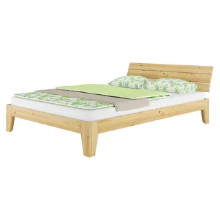 Futonbett Kiefer-Bettgestell massiv 140x220 Überlänge Doppelbett Zubehör wählbar V-60.62-14-220ohne Zubehör - Naturbelassen