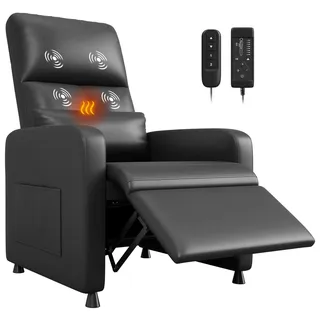 GarveeHome Fernsehsessel Elektrisch Relaxsessel Ruhesessel, massagesessel mit wärmefunktion, Verstellbarer Fernsehsessel mit Fußstütze, Einzelsofa,für Wohnzimmer, Schlafzimmer oder Büro (Schwarz)