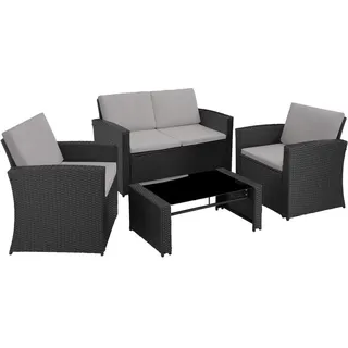 Tectake Jesolo Rattan Lounge-Set für 4 Personen schwarz/grau