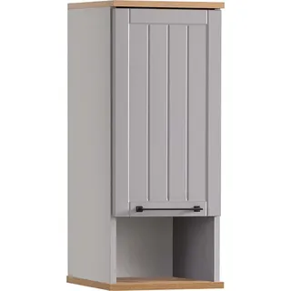 Badezimmer Hängeschrank in grau mit Eiche Nb. JAUSA-80 Landhaus-Stil, B/H/T ca. 30,3/70,8/20,5 cm - Grau