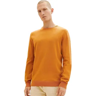 TOM TAILOR Herren 1027661 Basic Crewneck Strickpullover, 27682-rusty orange Burned Melange, XL