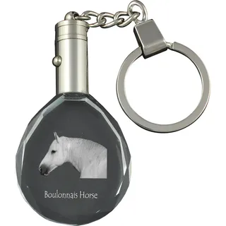 Boulonnais-Pferd - pendant with a picture of a horse, crystal key ring in a gift box, unique gift by Art-Dog brand