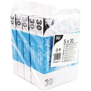 Papstar 12490 Hygienebeutel, 28.5 x 8 x 7 cm im Spenderkarton, weiß (50 Packungen á 30 Beutel)