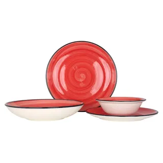 Bonna Geschirrset  - Aura Passion - 24 teilig - 6 Personen - Porzellan - Rot