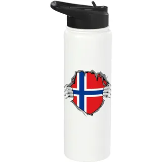 Norwegen Truhe Norwegische Flagge Norwegischer Stolz Norwegische Wurzeln Stainless Steel Insulated Water Bottle