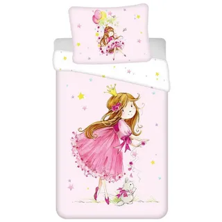 COFI 1453 Prinzessin Sternchen- und Ballonmotiv Mehrfarbig 140 x 200 cm + 70 x 90 cm