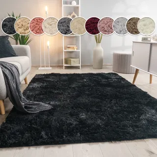 Paco Home Silky 591 Fellteppich 80 x 150 cm Schwarz