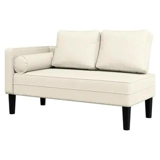 Chaiselongue mit Kissen, Relaxsessel, Liegesessel, Schlafsofa, Gästebett, Loungesessel, geeignet für Wohnzimmer, Schlafzimmer, Gästezimmer, cremefarbener Samt
