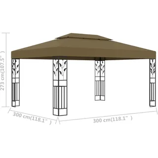 vidaXL Pavillon mit Doppeldach 3 x 4 m Taupe