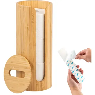 eluno Toilettenpapieraufbewahrung, für 3 Rollen, Bambus , Braun , Holz , 14.5x34x14.5 cm , Badezimmer, WC Ausstattung, Toilettenpapierhalter