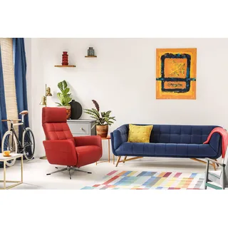 Scandico TV-Sessel Sessel Bosse / Drehbarer Relax-Sessel mit stufenloser Rückenverstellung und ausklappbarem Fußteil / Herz-Waage-Position / 74 x 107 x 90 / Leder Rot
