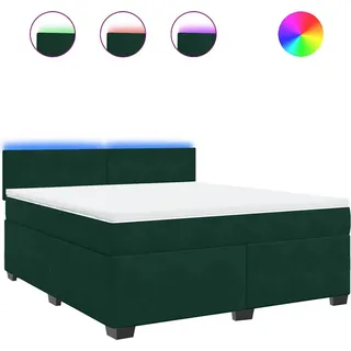 vidaXL Boxspringbett mit Matratze Dunkelgrün 180x200 cm Samt - Grün