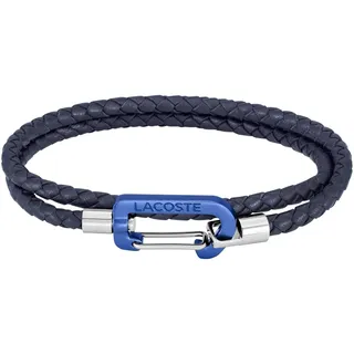 Lacoste Herren Lederarmbänder Kollektion MATT aus Doppelt Gewickeltem Leder mit Farbiger Karabinerverschluss – Erhältlich in Braun, Marineblau oder Schwarz