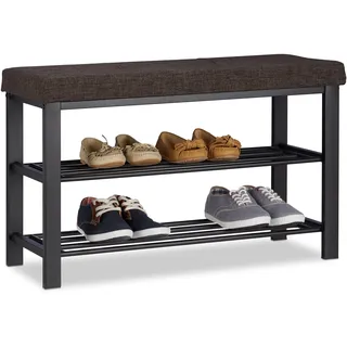 Relaxdays Schuhbank 81 x 50 x 32 cm offen / braun
