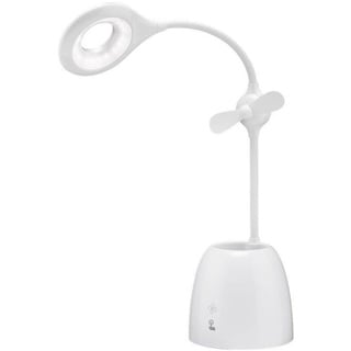 goobay LED Schreibtischleuchte mit Mini-Ventilator und Stiftebox