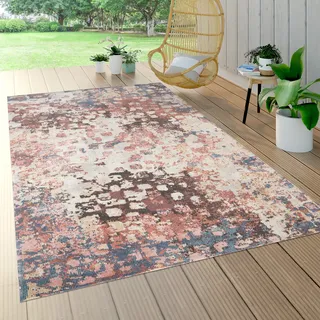 Outdoor Teppich Wetterfest Balkon Wohnzimmer Küche Vintage Abstrakt Beige Rosa Grösse 160x230 cm - Bunt