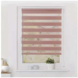 Lichtblick Doppelrollo Klemmfix ohne Bohren, Streifen, Blickdicht, Klemmträger-Montage, Sichtschutz, Wandmongtage, Deckenmontage, für Fenster und Türen 120 cm x 150 cm (B x L), Altrosa