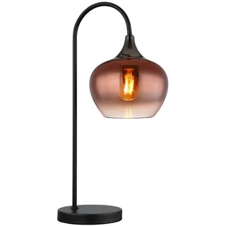 Globo Tischleuchte , Klar, Schwarz, Kupferfarben , Metall, Glas , 16x54x27.5 cm , Wippschalter , Lampen & Leuchten, Innenbeleuchtung, Tischlampen, Tischlampen