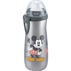 NUK Sports Cup Kinder Trinkflasche | 24+ Monate | auslaufsichere Push-Pull-Tülle | Clip und Schutzkappe | BPA-frei | 450 ml | Disney Minnie Maus (grau), 1 Stück (1er Pack)