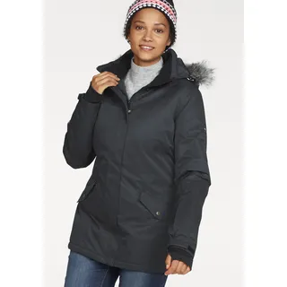 Skijacke POLARINO, Damen, Gr. 46, schwarz, Web, Obermaterial: 100% Polyester. Besatz: 100% Polyester. Futter: 100% Polyester. Wattierung: 100% Polyester, unifarben, hüftlang, angesetztes Bündchen mit Daumenlöchern,mit verstellbarem Klettverschluss, Jacken Skijacke, wasserdicht, winddicht, atmungsaktiv, schnell trocknend