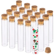 BENECREAT 25PCS 25ml Reagenzglas mit Korkstopfen Klare Flache Mini-Glasflaschen Gläser für Labor, Partyartikel, Süßigkeiten, Kaugummi, Gewürze, Perlen
