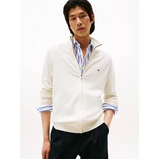 Tommy Hilfiger Herren, Pullover mit Reißverschluss Essential Cotton Zip Thru Stehkragen