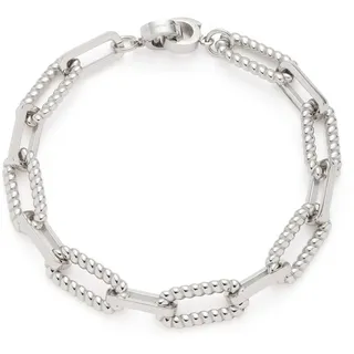 JEWELS BY LEONARDO Armband Clip & Mix Moni • Arm-Kette aus silberfarbenem Edelstahl • massives Gliederarmband • Statement-Armband mit Kordelstruktur • 19 cm Länge • Geschenk Damen Schmuck • 023068