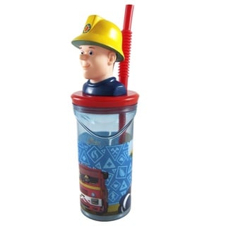 p:os Feuerwehrmann Sam Maxi Trink-Becher 3D-Figur & Strohhalm 300 ml