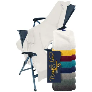 Marie ́s Home Frottee - Schonbezug für Gartenstuhl und Gartenliege Gartenliegenauflagen 70x200 für Campingstuhl Campingliege Klappstühle Saunaliege Strandliegen Poolliegen, 70 x 200 cm, weiß