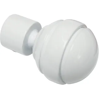 GARDINIA Endknöpfe für Gardinenstangen, 2 x Endstück Kugel, Serie Chicago Ø 20 mm Weiß,