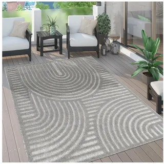 Paco Home Teppich »Livorno 674« rechteckig 14 mm Höhe Uni Farben, moderner Hoch-Tief-Effekt, Scandi-Look, Outdoor geeignet, grau