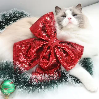 Regendeko Premium Weihnachtsschleife mit Glitzer, 25x30 cm - Extra große, volle Baumschleife vorgebunden - Für Christbaumspitze, Geschenk, Türkranz als Weihnachtsdeko