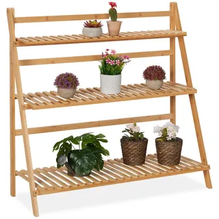 Relaxdays Blumenregal mit 5 Ebenen 114 x 31,5 x 141 cm Natur