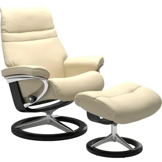 Relaxsessel STRESSLESS "Sunrise", beige (vanilla paloma), B:79cm H:103cm T:73cm, Leder BATICK: BATICK ist ein leicht korrigiertes, durchgefärbtes und genarbtes Möbelleder, bei dem die meisten Unebenheiten und Spuren in der Regel entfernt wurden.;Leder PALOMA: PALOMA ist ein durchgefärbtes Semianilin-Möbelleder mit natürlicher Narbung.;ROHLEDER Stoff Q2 FARON: Ein fester zuverlässiger Bouclé mit einem strukturierten Aussehen und einer komfortablen Oberfläche (100% Polyester im Flor, Grundgewebe: 50%