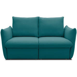 DOMO. collection Sofa Cloud Box, 2-Sitzer mit Schlaffunktion und Boxspringfederung, 2er Couch mit Bettauszug, Schlafsofa, Boxspringsofa 180 x 97 x 100 cm (BxTxH), türkis