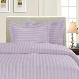 Elegant Comfort 3-teiliges Bettbezug-Set, weich, gemütlich, 1500, Premium, Hotelqualität, luxuriös, knitterfrei, 3-teilig, Damast-Streifen, für Doppelbett/Queen-Size-Bett, Lavendel/Flieder