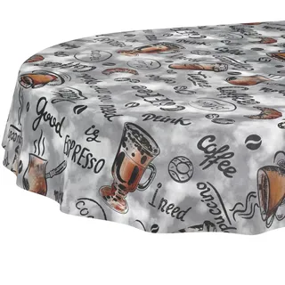 Wachstuchtischdecke Tischdecke abwaschbar Wachstischdecke pflegeleicht wasserabweisend Lotuseffekt Gartentischdecke Coffee Kaffee Oval 220 x 140 cm Schnittkante